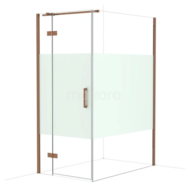 Shower cabin with glass panels and wood-look accents, folding door, ideal for a modern bathroom.