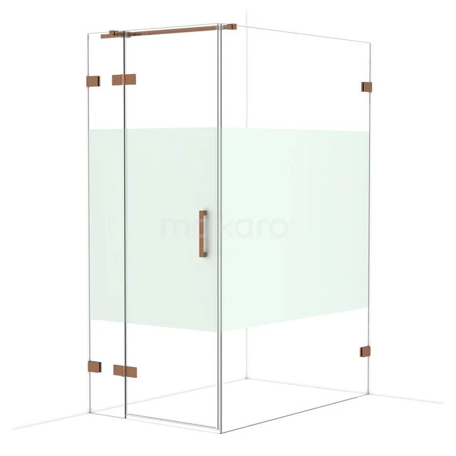 Glas Duschkabine mit Gold Scharnieren und matt Glas Detail, Eckmodell für eine stilvolle Badezimmer Einrichtung.