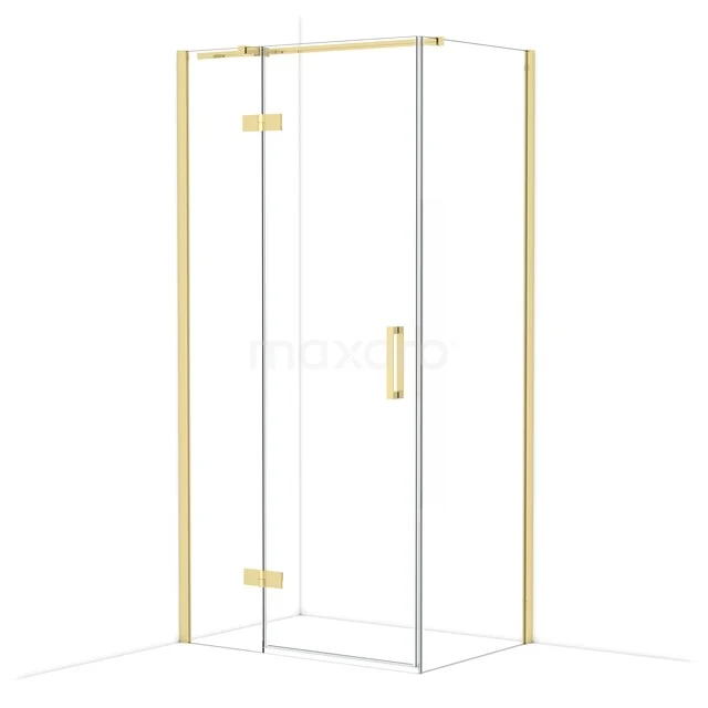 Diamond Douchecabine | 100x70 cm Glanzend lichtgoud Helder glas Draaideur Rechthoek CDB214607310GLG