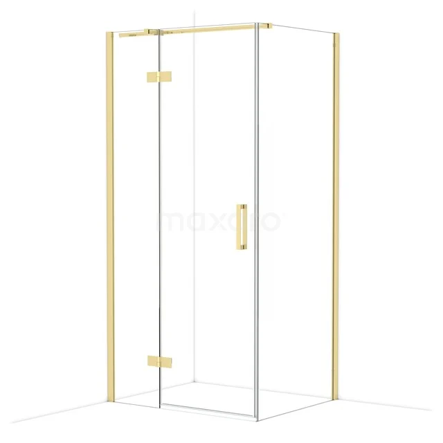 Diamond Douchecabine | 100x80 cm Glanzend lichtgoud Helder glas Draaideur Rechthoek CDB214608310GLG