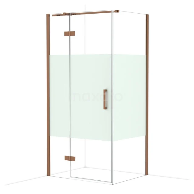 Glas Duschkabine mit holzfarbigen Profilen, Drehtür und modernem Design, ideal für stilvolle Bäder.