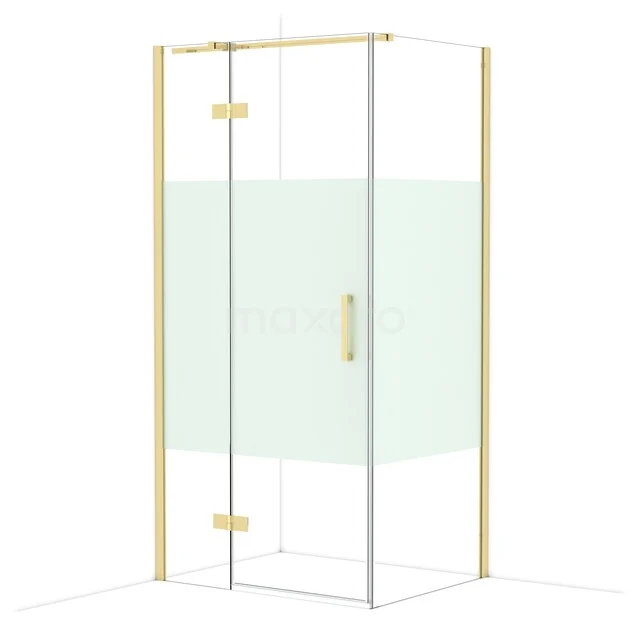 Diamond Douchecabine | 100x80 cm Glanzend lichtgoud Helder met matte strook Draaideur Rechthoek CDB214608313GLG Diamond Douchecabine | 100x80 cm Glanzend lichtgoud Helder met matte strook Draaideur Rechthoek CDB214608313GLG