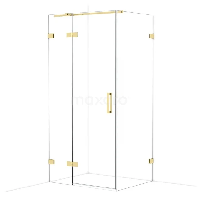 Diamond Duschkabine | 100x80 cm Glänzendes Hellgold Drehtür Rechteck CDB214608320GLG Glas Duschkabine mit goldfarbenen Akzenten, klaren Linien und Drehtür, perfekt für moderne Bäder.