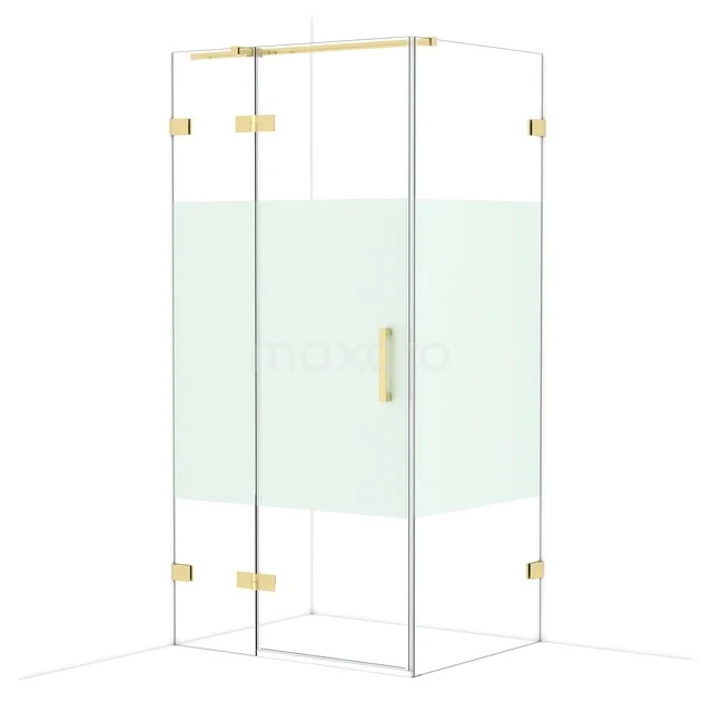 Diamond Douchecabine | 100x80 cm Glanzend lichtgoud Helder met matte strook Draaideur Rechthoek CDB214608323GLG Diamond Douchecabine | 100x80 cm Glanzend lichtgoud Helder met matte strook Draaideur Rechthoek CDB214608323GLG
