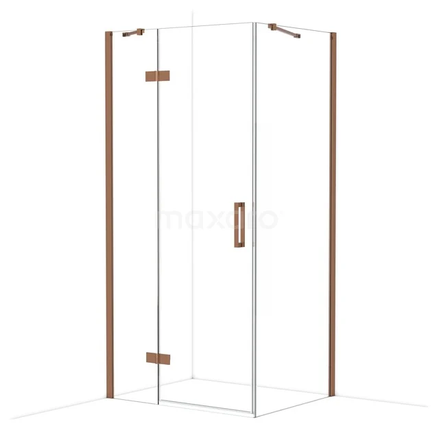 Diamond Douchecabine | 100x80 cm Glanzend koper Helder glas Draaideur Rechthoek CDB214608410GKP