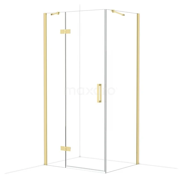 Glas Duschkabine mit goldfarbenen Akzenten und schlankem Design, ideal für ein modernes Badezimmer.