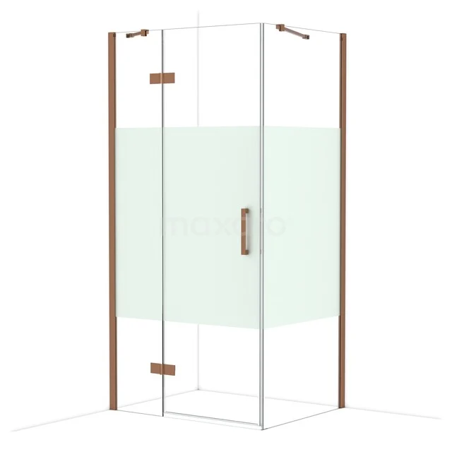 Diamond Duschkabine | 100x80 cm Glänzendes Kupfer Drehtür Rechteck CDB214608413GKP Glasene Duschkabine mit Holzakzenten, modernes Design, vollständig transparent, perfekt für eine stilvolle Badezimmergestaltung.