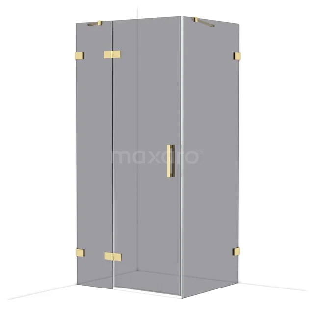 Diamond Douchecabine | 100x80 cm Glanzend lichtgoud Rookglas Draaideur Rechthoek CDB214608421GLG