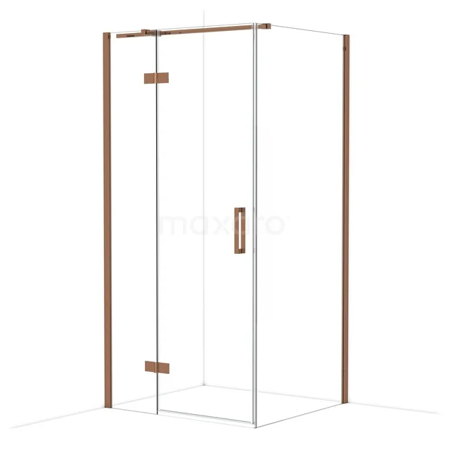 Diamond Duschkabine | 100x90 cm Glänzendes Kupfer Drehtür Rechteck CDB214609310GKP Stilvolle Duschkabine mit Eckeinstieg, Glasplatten und kupferfarbenen Akzenten, perfekt für eine moderne Badezimmer Einrichtung.