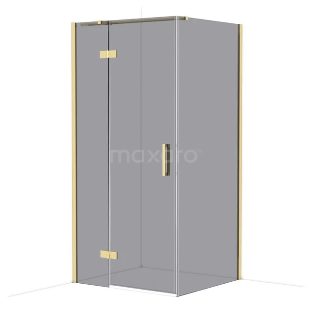 Diamond Douchecabine | 100x90 cm Glanzend lichtgoud Rookglas Draaideur Rechthoek CDB214609311GLG