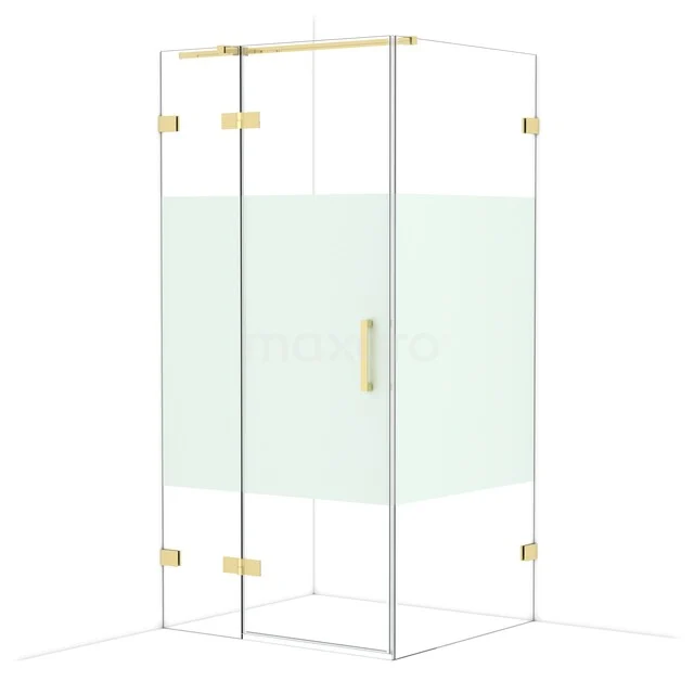 Diamond Douchecabine | 100x90 cm Glanzend lichtgoud Helder met matte strook Draaideur Rechthoek CDB214609323GLG Diamond Douchecabine | 100x90 cm Glanzend lichtgoud Helder met matte strook Draaideur Rechthoek CDB214609323GLG