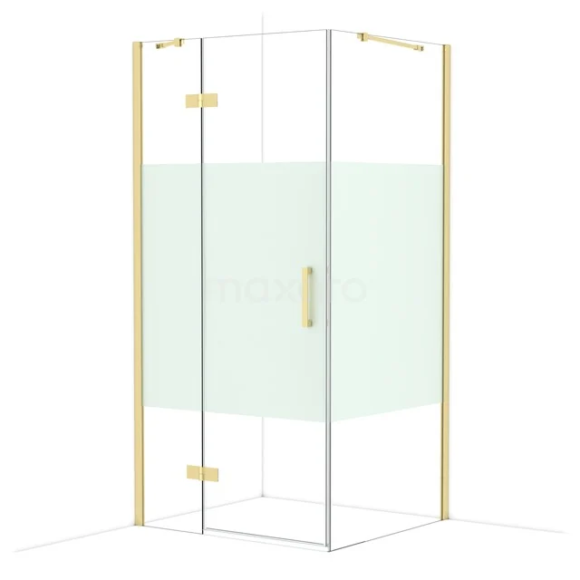 Diamond Douchecabine | 100x90 cm Glanzend lichtgoud Helder met matte strook Draaideur Rechthoek CDB214609413GLG Diamond Douchecabine | 100x90 cm Glanzend lichtgoud Helder met matte strook Draaideur Rechthoek CDB214609413GLG