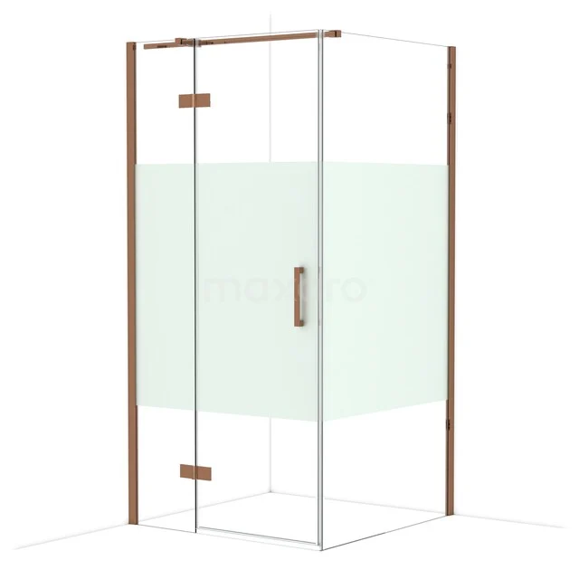 Glas Duschkabine mit Matt Weiß Paneel und Kupferfarbenen Akzenten, ideal als stilvolle Ergänzung zu deinem Badezimmer.