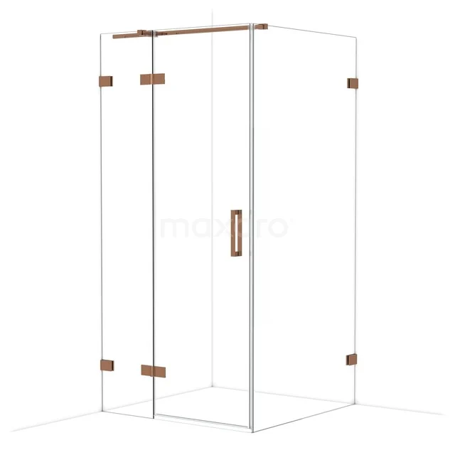 Diamond Douchecabine | 100x100 cm Glanzend koper Helder glas Draaideur Vierkant CDB214610320GKP