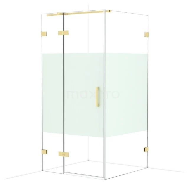 Glasene Duschkabine mit goldfarbenen Akzenten, rechteckiges Design, perfekt für eine luxuriöse Ausstrahlung im Badezimmer.