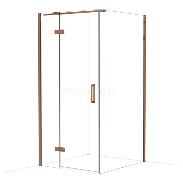 Diamond Duschkabine | 110x100 cm Glänzendes Kupfer Drehtür Rechteck CDB214611310GKP Stilvolle Glaskabine mit kupferfarbenen Details, ideal für ein modernes Badezimmer.