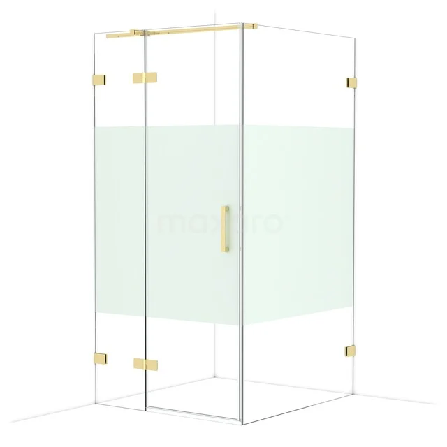 Diamond Douchecabine | 110x100 cm Glanzend lichtgoud Helder met matte strook Draaideur Rechthoek CDB214611323GLG Diamond Douchecabine | 110x100 cm Glanzend lichtgoud Helder met matte strook Draaideur Rechthoek CDB214611323GLG