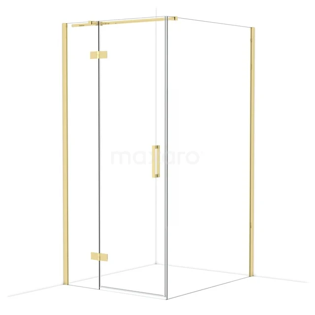 Diamond Shower enclosure | 120x100 cm Glossy light gold Clear glass Pivot door Rectangle CDB214612310GLG Hoekdouche met goudkleurige profielen, helder glas en minimalistisch design, ideaal als stijlvolle badkameroplossing.