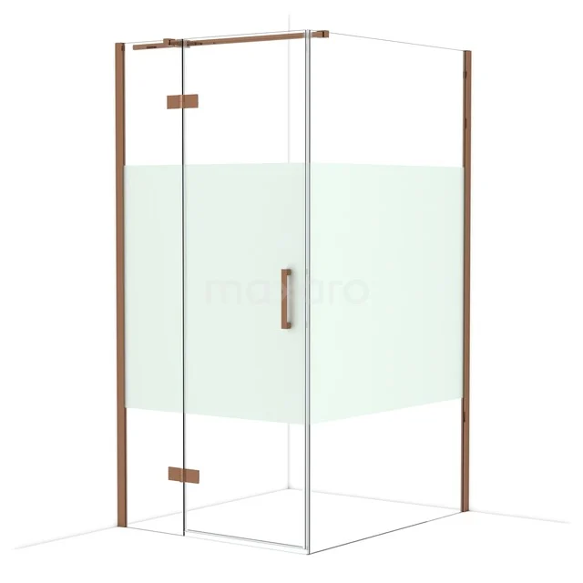 Diamond Douchecabine | 120x100 cm Glanzend koper Helder met matte strook Draaideur Rechthoek CDB214612313GKP Diamond Douchecabine | 120x100 cm Glanzend koper Helder met matte strook Draaideur Rechthoek CDB214612313GKP