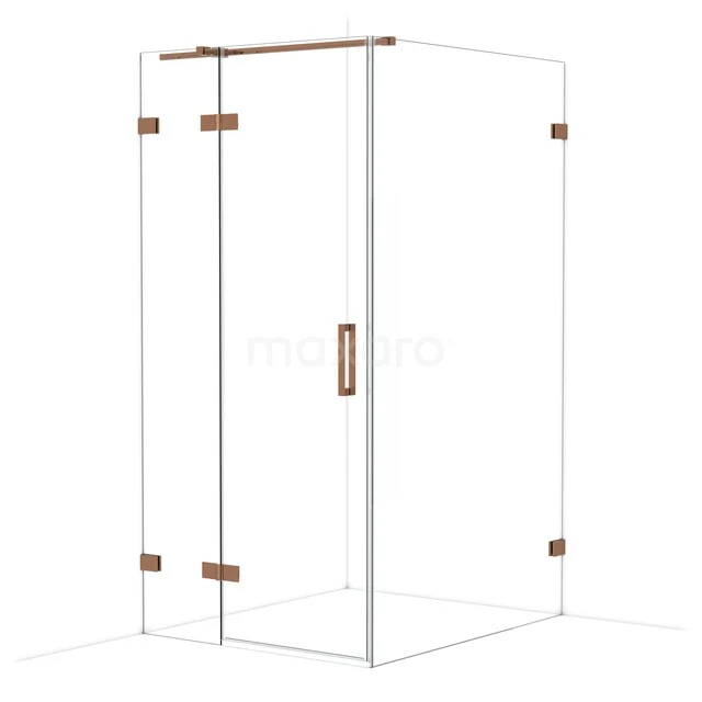 Diamond Duschkabine | 120x100 cm Glänzendes Kupfer Drehtür Rechteck CDB214612320GKP Duschwand mit Eckeinstieg, Klarglas und kupferfarbenen Scharnieren, ideal für eine moderne Badezimmergestaltung.