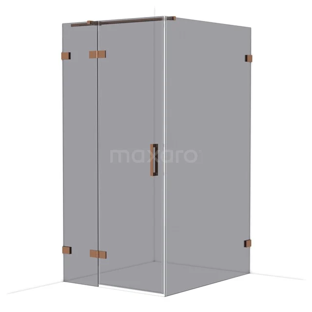 Diamond Duschkabine | 120x100 cm Glänzendes Kupfer Drehtür Rechteck CDB214612321GKP Duschkabine von Klarglas mit kupferfarbenen Details, scharfen Ecken und Drehtür, ideal für ein modernes Badezimmer.