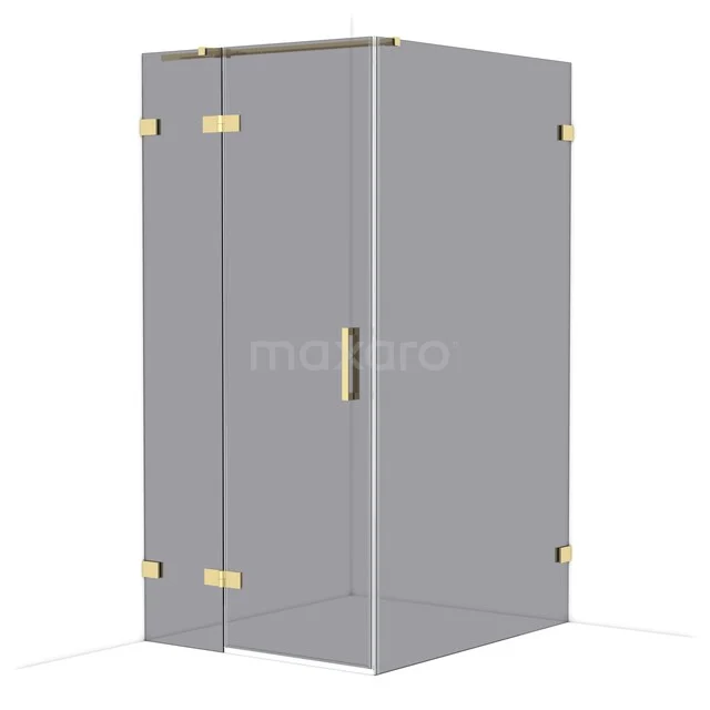 Diamond Shower cabin | 120x100 cm Shiny light gold Smoke glass Pivot door Rectangle CDB214612321GLG Glass shower cabin with gold accents, square shape, perfect for a stylish bathroom.