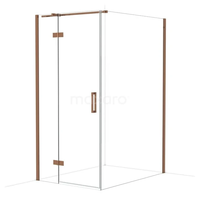 Diamond Douchecabine | 140x100 cm Glanzend koper Helder glas Draaideur Rechthoek CDB214614310GKP