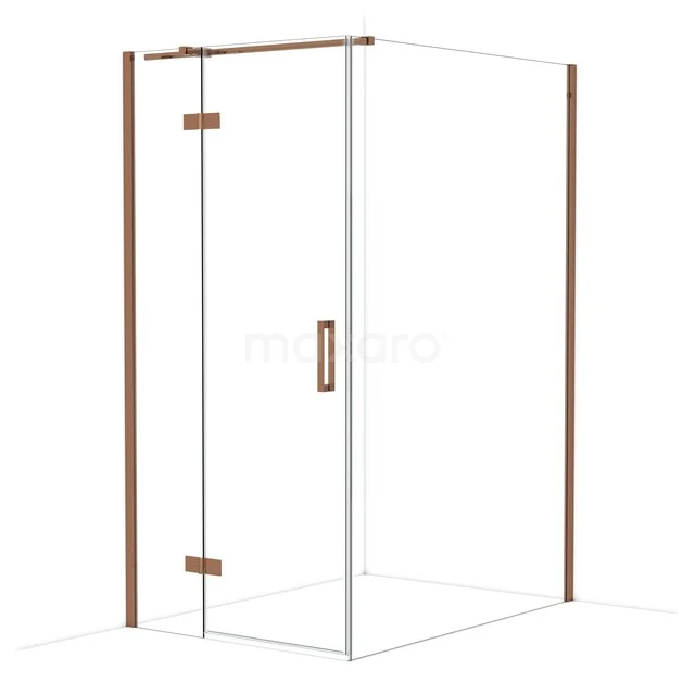 Diamond Duschkabine | 140x100 cm Glänzendes Kupfer Drehtür Rechteck CDB214614310GKP Moderne Glas-Duschwand mit Kupferakzenten, elegantes Design, perfekt für eine luxuriöse Badezimmergestaltung.