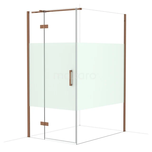 Glas Duschwand mit Tür, bronzefarbene Details, modernes Design; ideal als stilvolle Ergänzung im Badezimmer.