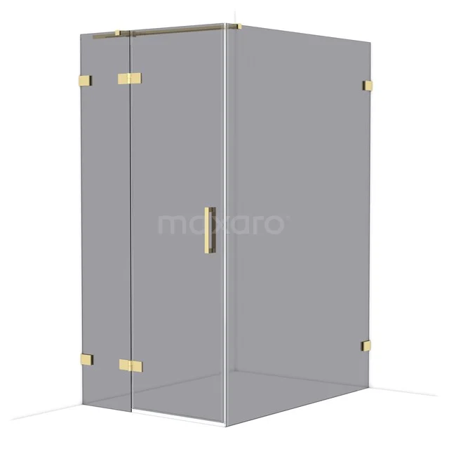 Diamond Shower cabin | 140x100 cm Shiny light gold Smoke glass Pivot door Rectangle CDB214614321GLG Frosted glass shower cabin with gold-coloured hinges, rectangular design and modern appearance for a luxurious bathroom.