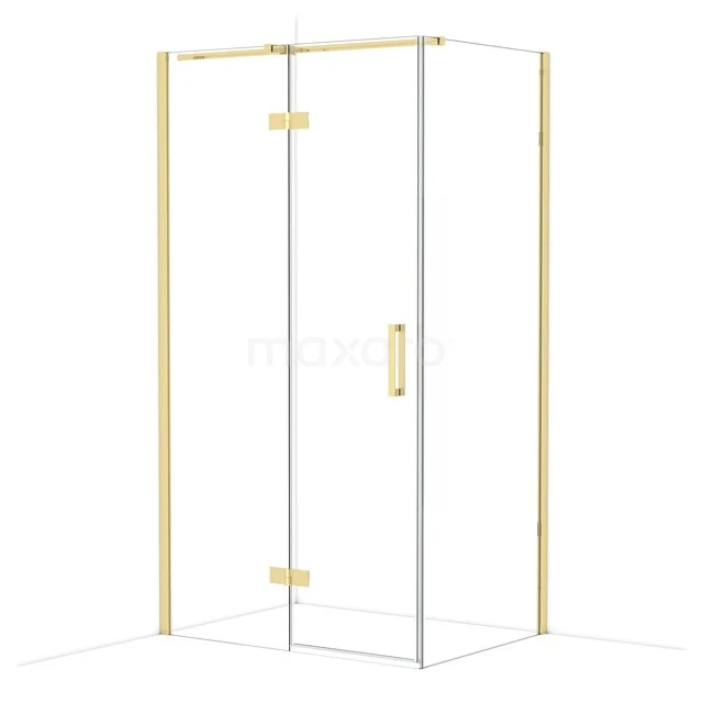 Diamond Douchecabine | 110x80 cm Glanzend lichtgoud Helder glas Draaideur Rechthoek CDB216508310GLG