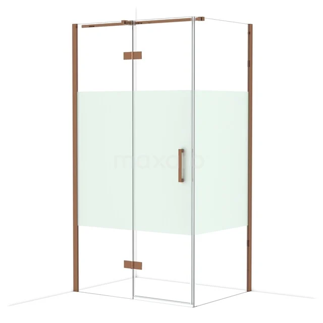 Diamond Douchecabine | 110x80 cm Glanzend koper Helder met matte strook Draaideur Rechthoek CDB216508313GKP