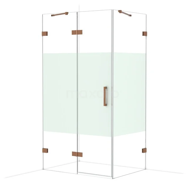 Glas Duschkabine mit Mattglas, Messing Scharniere und einem minimalistischen Design für einen modernen Badezimmerstil.