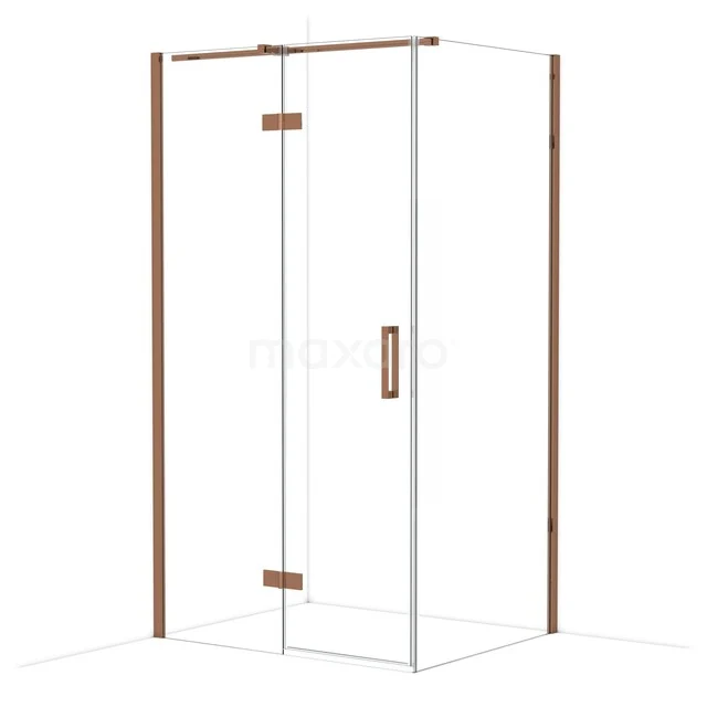 Diamond Shower cabin | 110x90 cm Shiny copper Clear glass Pivot door Rectangle CDB216509310GKP Glass shower cabin with corner entry, copper-coloured profiles and hinges. Ideal for a stylish bathroom upgrade.