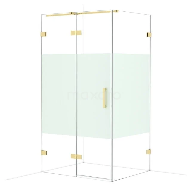 Diamond Douchecabine | 110x90 cm Glanzend lichtgoud Helder met matte strook Draaideur Rechthoek CDB216509323GLG Diamond Douchecabine | 110x90 cm Glanzend lichtgoud Helder met matte strook Draaideur Rechthoek CDB216509323GLG