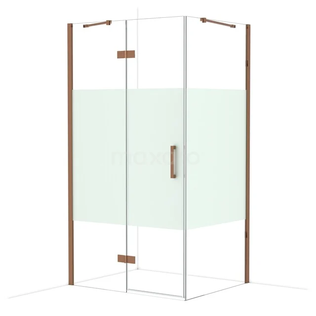 Eck-Duschkabine mit Klarglas, matten Goldakzenten und minimalistischem Design. Perfekt für ein modernes Badezimmer.