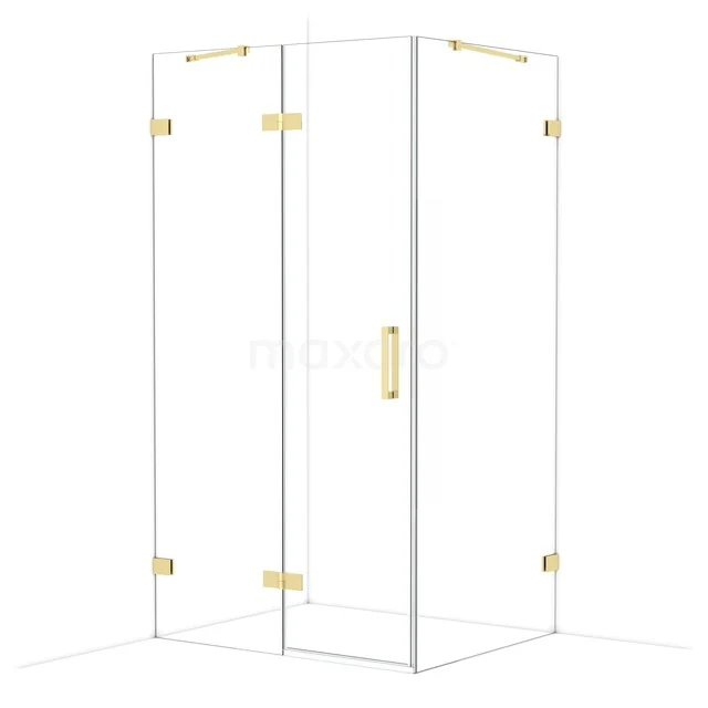 Diamond Douchecabine | 110x90 cm Glanzend lichtgoud Helder glas Draaideur Rechthoek CDB216509420GLG