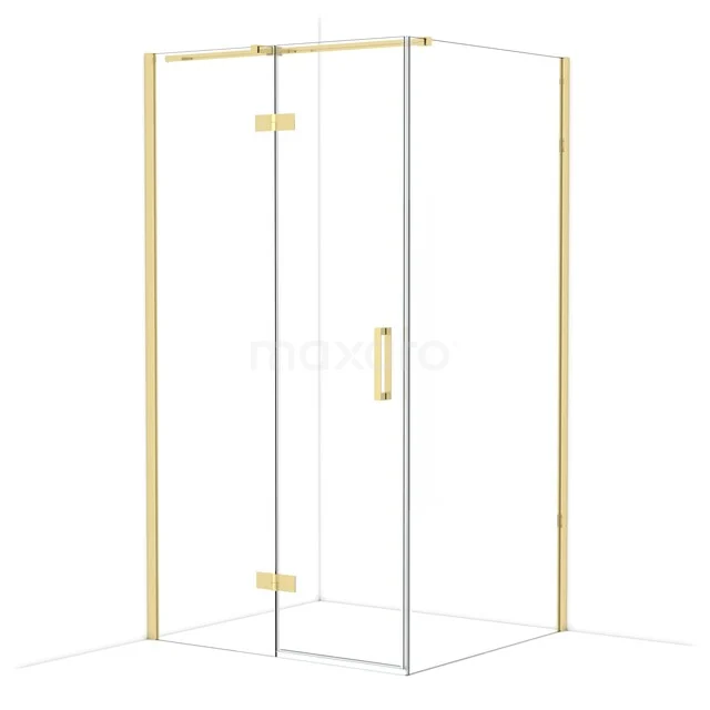 Diamond Douchecabine | 110x100 cm Glanzend lichtgoud Helder glas Draaideur Rechthoek CDB216510310GLG