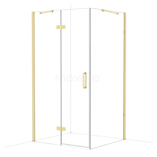 Diamond Douchecabine | 110x100 cm Glanzend lichtgoud Helder glas Draaideur Rechthoek CDB216510410GLG