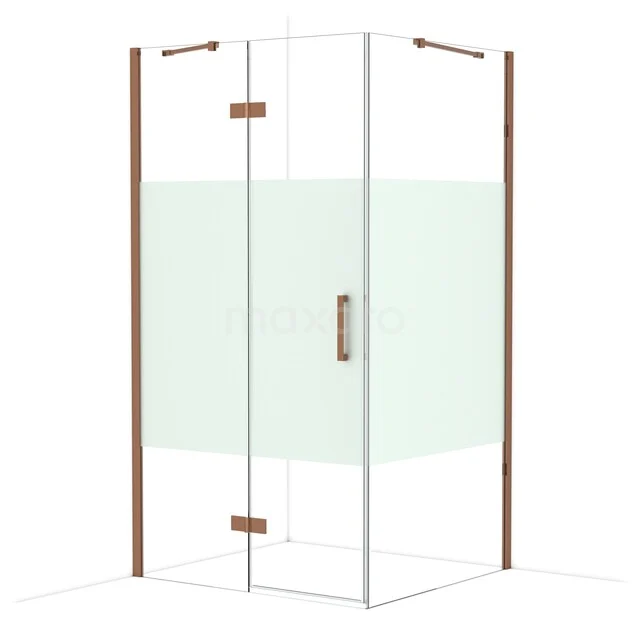 Diamond Douchecabine | 110x100 cm Glanzend koper Helder met matte strook Draaideur Rechthoek CDB216510413GKP