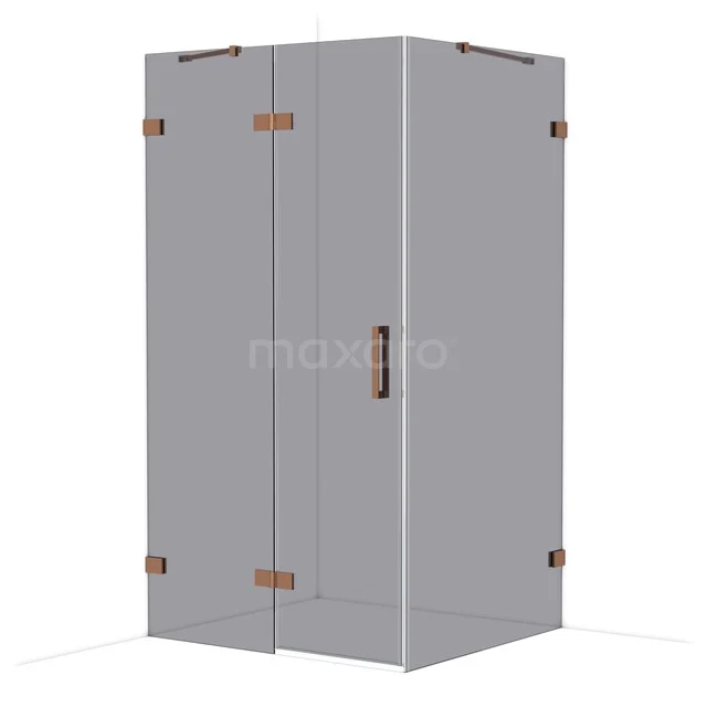 Diamond Douchecabine | 110x100 cm Glanzend koper Rookglas Draaideur Rechthoek CDB216510421GKP