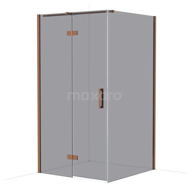 Diamond Douchecabine | 110x110 cm Glanzend koper Rookglas Draaideur Vierkant CDB216511311GKP