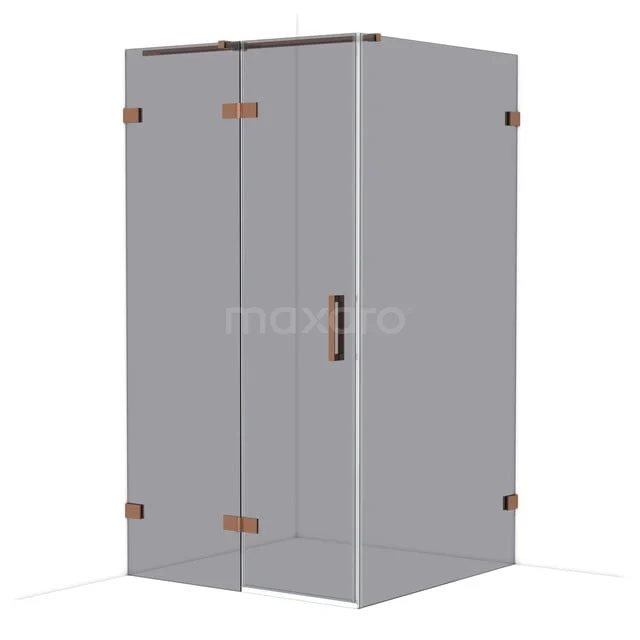 Diamond Douchecabine | 110x110 cm Glanzend koper Rookglas Draaideur Vierkant CDB216511321GKP