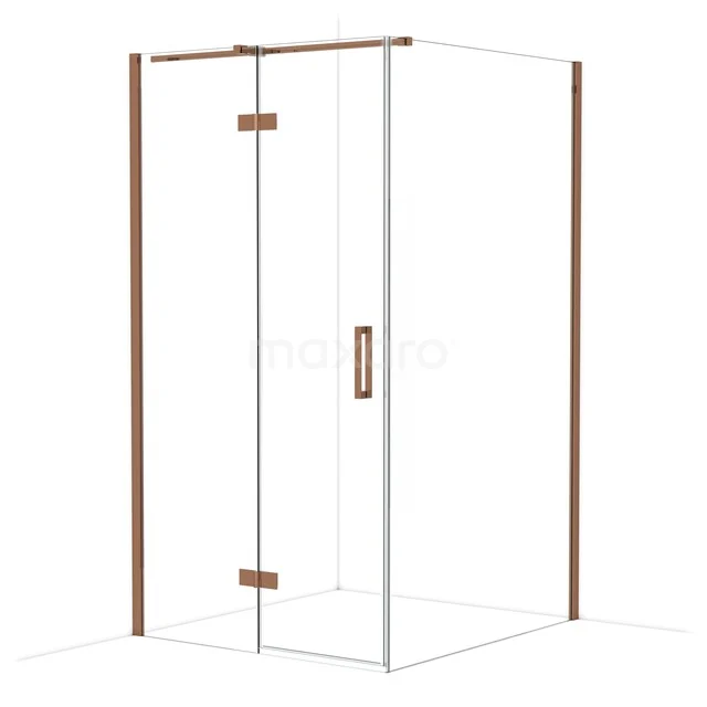 Shower cabin with clear glass and stylish bronze accents, ideal for a modern bathroom appearance.