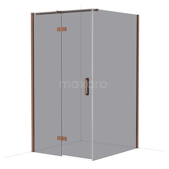 Diamond Duschkabine | 120x110 cm Glänzendes Kupfer Drehtür Rechteck CDB216512311GKP Duschkabine mit Klarglas und bronzefarbenen Akzenten, Eckaufstellung, modernes Design für ein stilvolles Badezimmer.