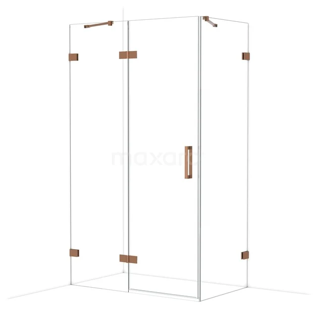 Diamond Duschkabine | 120x70 cm Glänzendes Kupfer Drehtür Rechteck CDB216607420GKP klare Glas Duschkabine mit roségoldenen Akzenten, straff eckiges Design, ideal für eine moderne Badezimmer Einrichtung.