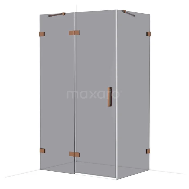 Diamond Duschkabine | 120x80 cm Glänzendes Kupfer Drehtür Rechteck CDB216608421GKP Graue Glas-Duschkabine mit bronzenen Akzenten, modernes Design, ideal für ein stilvolles Badezimmer.