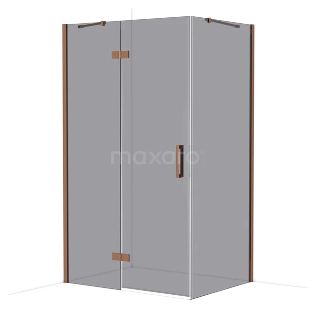 Duschkabine Diamond CDB216609411GKP Eck-Duschkabine mit Glastüren und kupferfarbenen Akzenten, ideal für ein modernes Badezimmer.