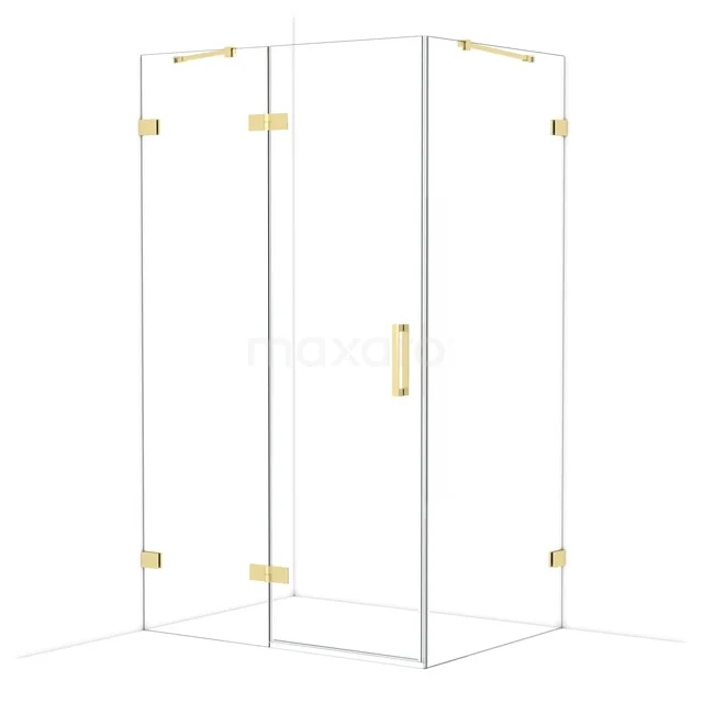 Diamond Shower enclosure | 120x90 cm Glanzend lichtgoud Clear glass Pivot door Rectangle CDB216609420GLG Glazen douchehoek met goudkleurige scharnieren en handgreep, modern ontwerp, perfect voor een stijlvolle badkamer.