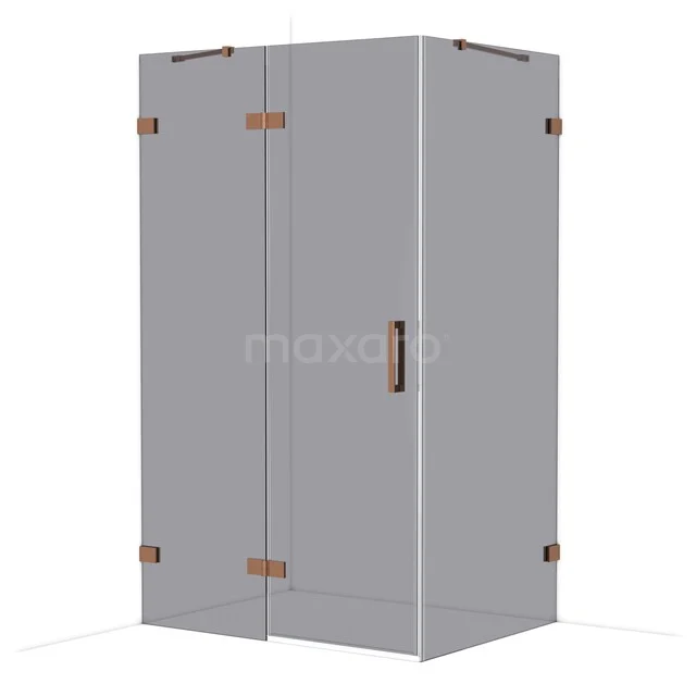 Diamond Douchecabine | 120x90 cm Glanzend koper Rookglas Draaideur Rechthoek CDB216609421GKP